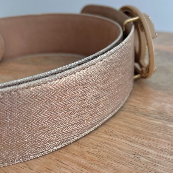 Chanel Authentic VTG 05 Womens Gold Wide Belt CC Logo Embellished Buckle Leather - Picture 6 of 16